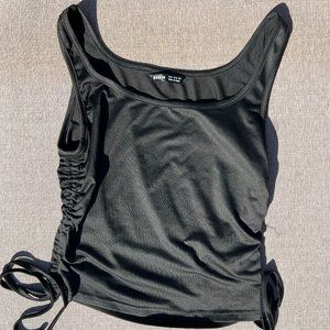 Small Black Shein Crop Top with scrunched side ties